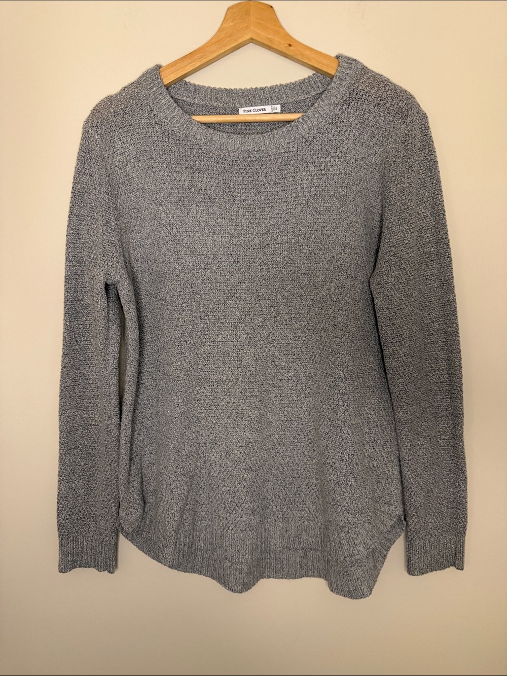 Pink Clover Heather Gray Crewneck Sweater